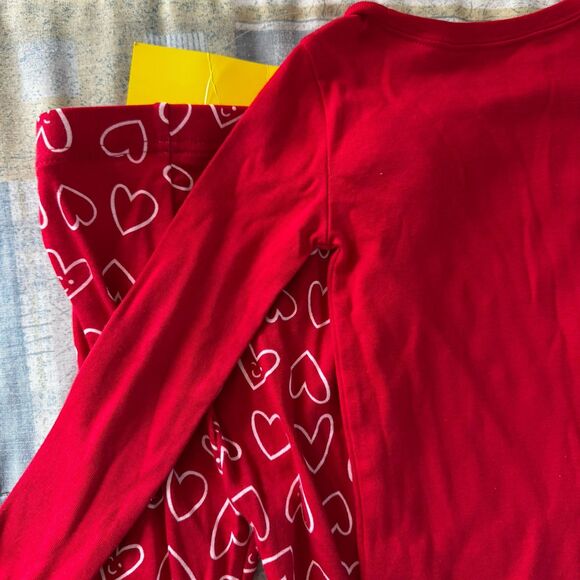 Old Navy Red Valentines Romper Long Sleeve Hearts + Bottom One Set Sz 5T - Picture 5 of 10